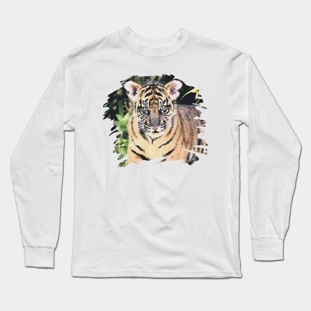 Paint Stroke Tiger Cub Long Sleeve T-Shirt by Pixels Pantry